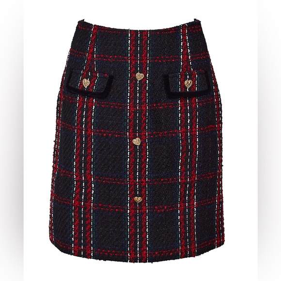 Ivy City Reagan Skirt in Deep Navy Plaid - Sz Small - Picture 2 of 6